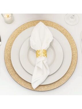 American Atelier Set of 4 Gold Dazzle Electroplated Charger 13” Plates